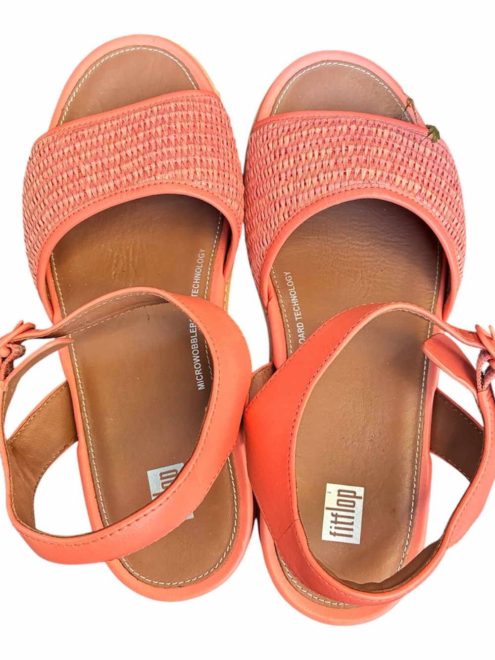 FitFlop Eloise Coral Wedge Sandals with Woven Toe Band sz8 - Picture 5 of 6